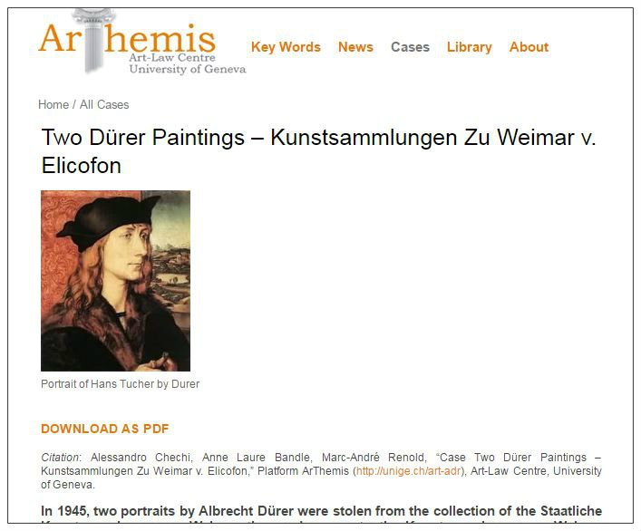 Successfully returned to their country of origin: Dürer paintings stolen in Germany during World War II
